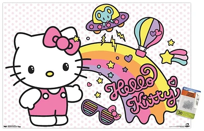 Hello Kitty - Retro Rainbow Wall Poster, 14.725" x 22.375"
