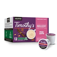 Capsules K-Cup de café Chai Latte Timothy’s, gourmand, pour les cafetières Keurig Boîte de 12
