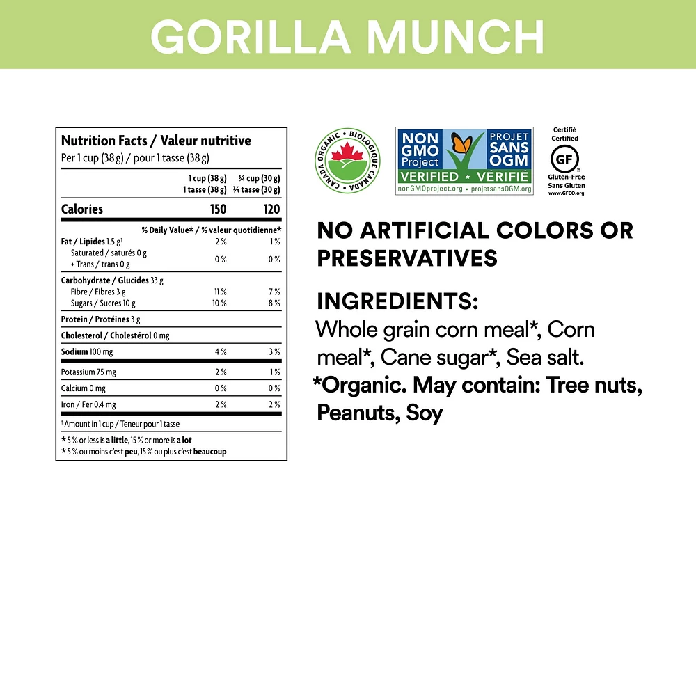 Céréales biologiques Gorilla Munch Nature's Path EnviroKidz sac Eco Pac de 650 g Gorilla Munch sac Eco 650