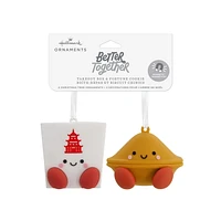 Hallmark Christmas Ornaments (Better Together Takeout Box and Fortune Cookie Magnetic), Set of 2