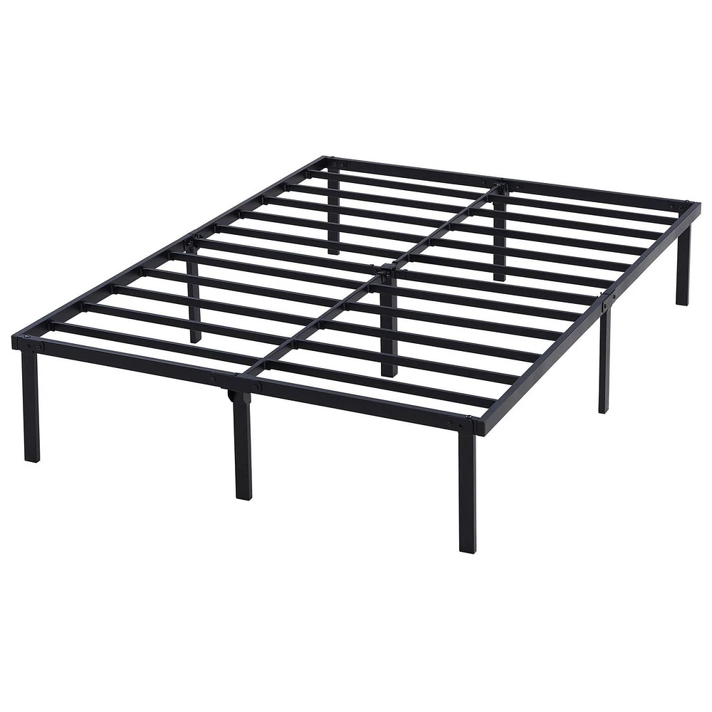 Piliers 14 " Cadre De Lit À Lattes Robuste, Acier Noir Tailles Twin, Full, Queen