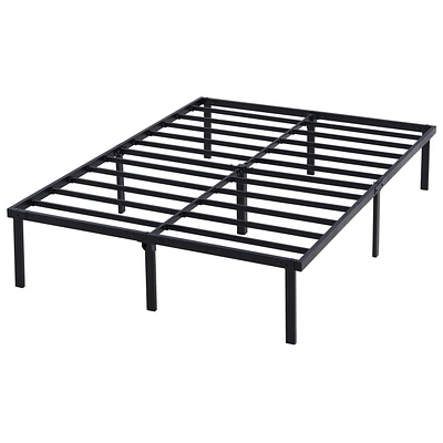 Piliers 14 " Cadre De Lit À Lattes Robuste, Acier Noir Tailles Twin, Full, Queen