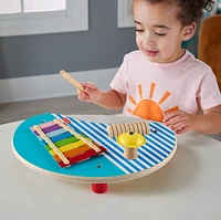 Fisher-Price-Table musicale en bois avec instruments de percussion
