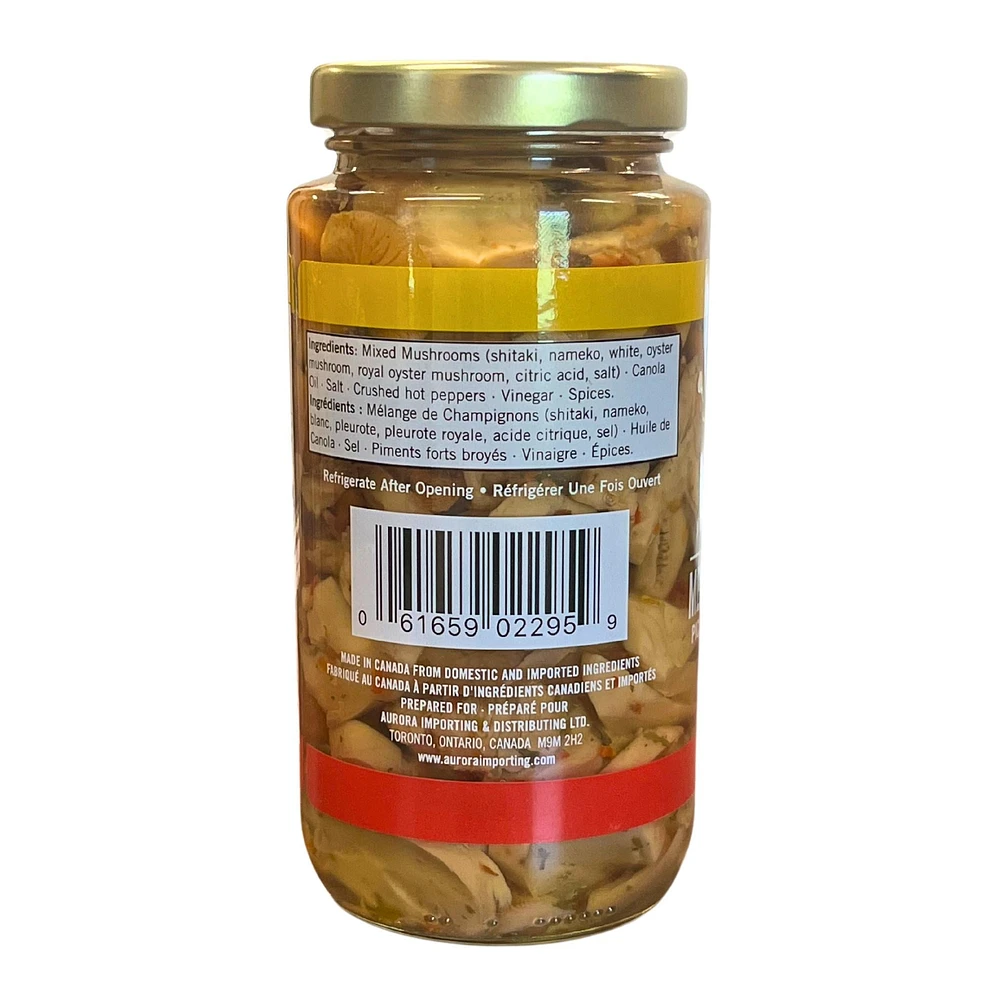 Aurora Mixed Mushrooms Hot, 375mL, Pickled in Oil