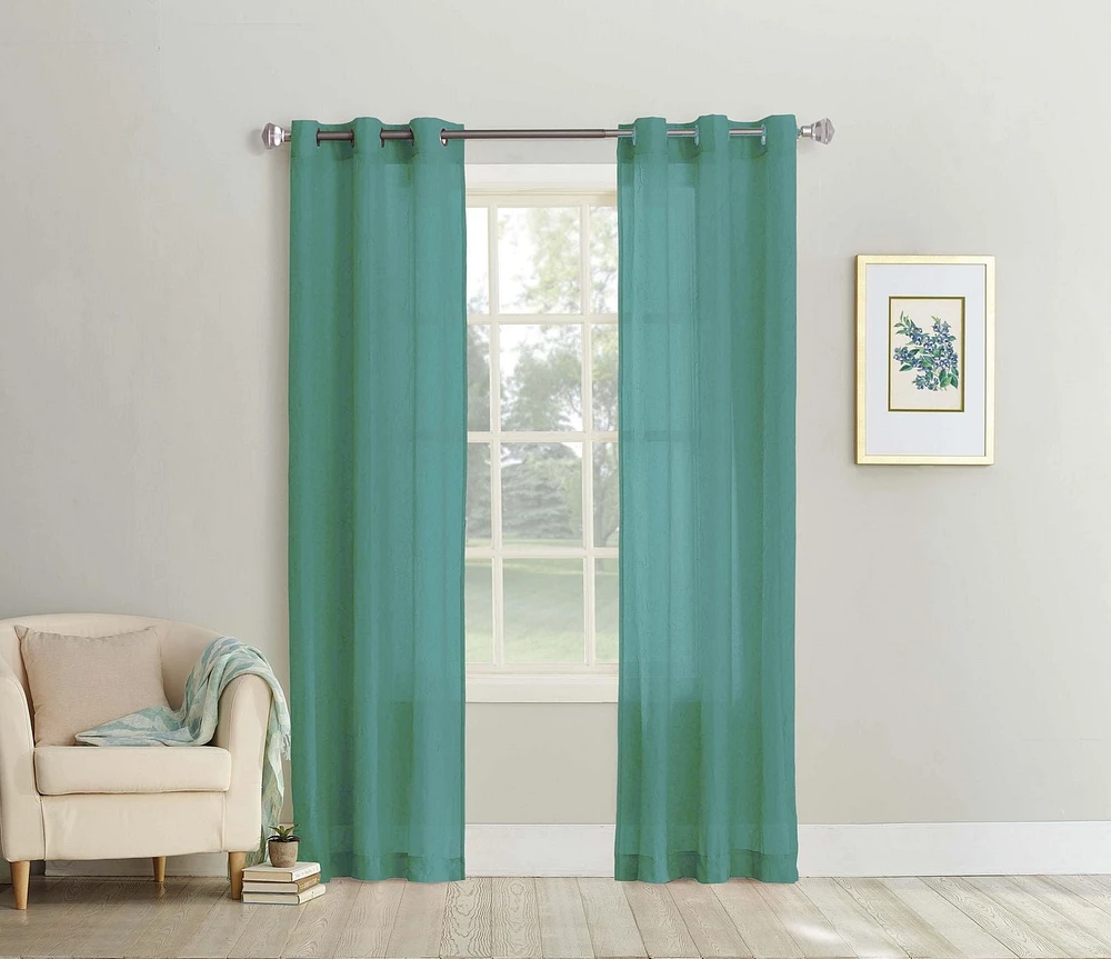 SUN TEXTILE BROYÉ GROMMET RIDEAU VOILE TRANSPARENT