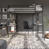 Lit mezzanine en métal Little Seeds Nova avec tablettes