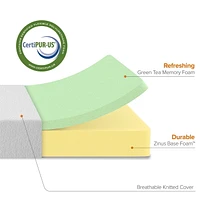 Matelas en mousse à mémoire de forme Zinus 8" Green Tea ActivFresh, Bed-in-a-Box avec emballage compact WONDERBOX, certifié CertiPUR-US