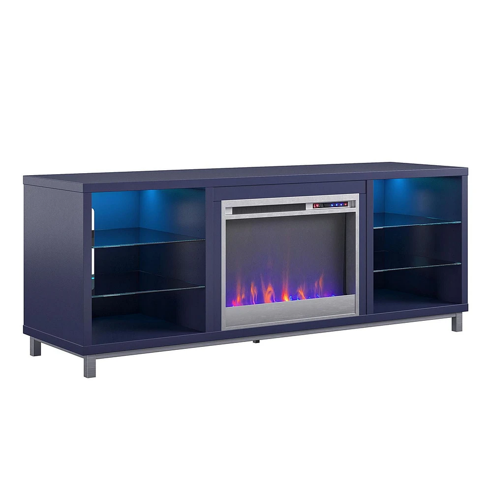 Lumina Deluxe Fireplace TV Stand for TVs up to 70", Blonde Oak