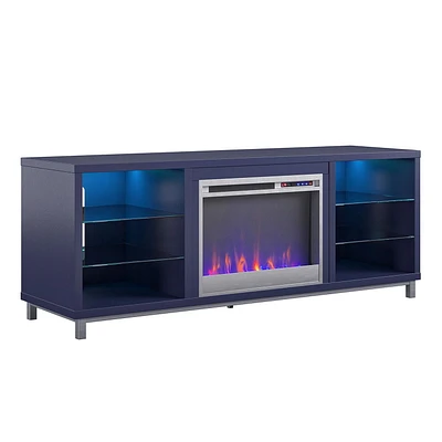 Lumina Deluxe Fireplace TV Stand for TVs up to 70", Blonde Oak