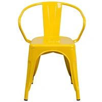 Commercial Grade 4 Pack Yellow Metal Indoor-Outdoor Chair with Arms