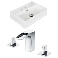 American Imaginations -in. W Above Counter White Bathroom Vessel Sink Set For 3H8-in. Center Faucet AI