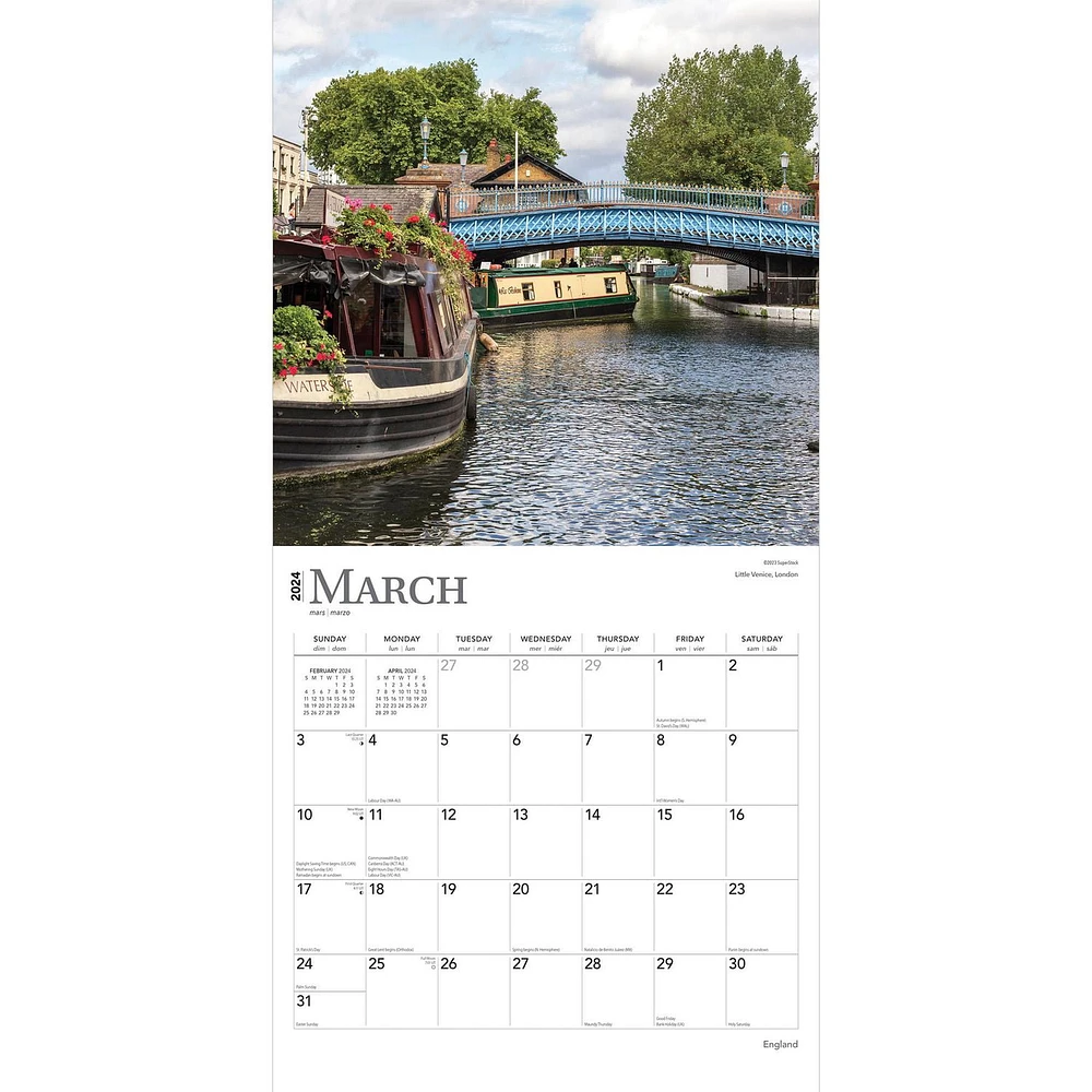 BrownTrout England 2024 12x24 Inch Square Wall Calendar, 9781975462642