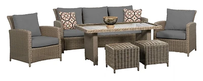 Oakmont 6PC High Table Conversation Set with Grey Cushions