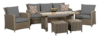Oakmont 6PC High Table Conversation Set with Grey Cushions