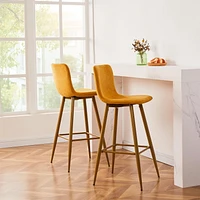 Homylin Ensemble de deux tabourets de bar modernes de hauteur de comptoir, 30", avec sièges rembourrés et dossiers, pieds dorés et repose-pieds, parfaits pour le bar à domicile et l'îlot de cuisine