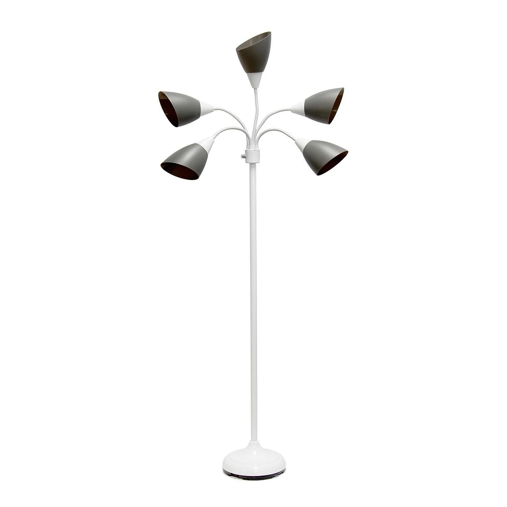 Simple Designs Lampadaire à col de cygne réglable à 5 lumières