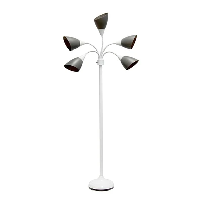 Simple Designs Lampadaire à col de cygne réglable à 5 lumières