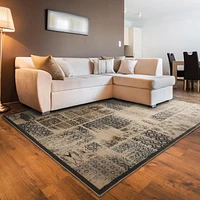 Tapis Bijou PatchWork beige et bleu de 8 pi x 10 pi 4 po