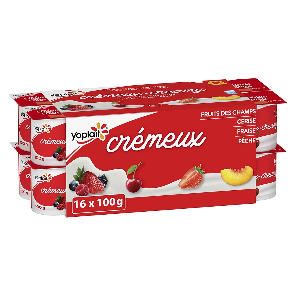 Yoplait Creamy 1% Smooth Traditional Yogurt Cups, Variety Pack with Real Fruit Puree, 100 g, 16 ct, 16 x 100 g