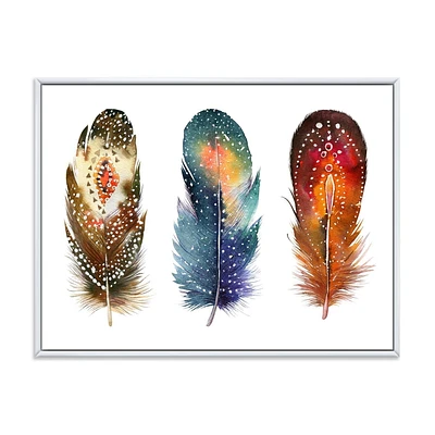 Designart Ensemble de plumes Boho colorées IX ART MURAL À CADRE FLOTT