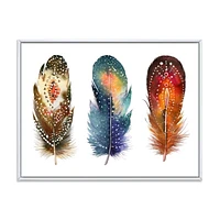 Designart Ensemble de plumes Boho colorées IX ART MURAL À CADRE FLOTT