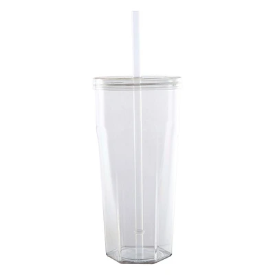 Gobelet en plastique Mainstays de 20 oz avec couvercle à visser et paille transparent