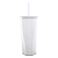Gobelet en plastique Mainstays de 20 oz avec couvercle à visser et paille transparent