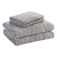 Mainstays Adult Extra Soft Jersey Bed Sheet Set, Queen, Grey Spacedyed, 4 Pieces