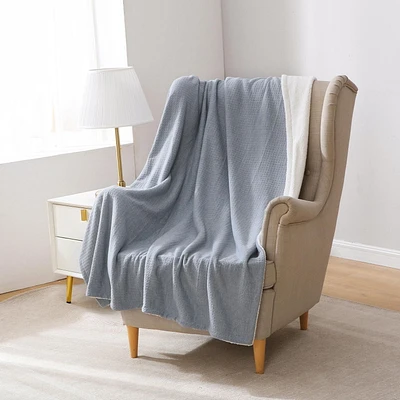 Mainstays Waffle Knit Sherpa Polyester Throw