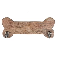 Forme D'Os En Bois Avec 2 Crochets En Laiton Naturels