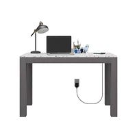 CosmoLiving by Cosmopolitan Astor Desk w/ Wireless Charger, White with Terrazzo Top