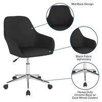 Cortana Home and Office Mid-Back Chair in Black Fabric