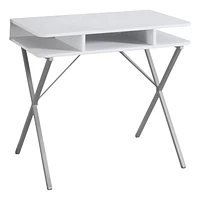 Monarch Specialties Computer Desk, Home Office, Laptop, Storage Shelves, 31"l, Work, Metal, Laminate, White, Grey, Contemporary, Modern