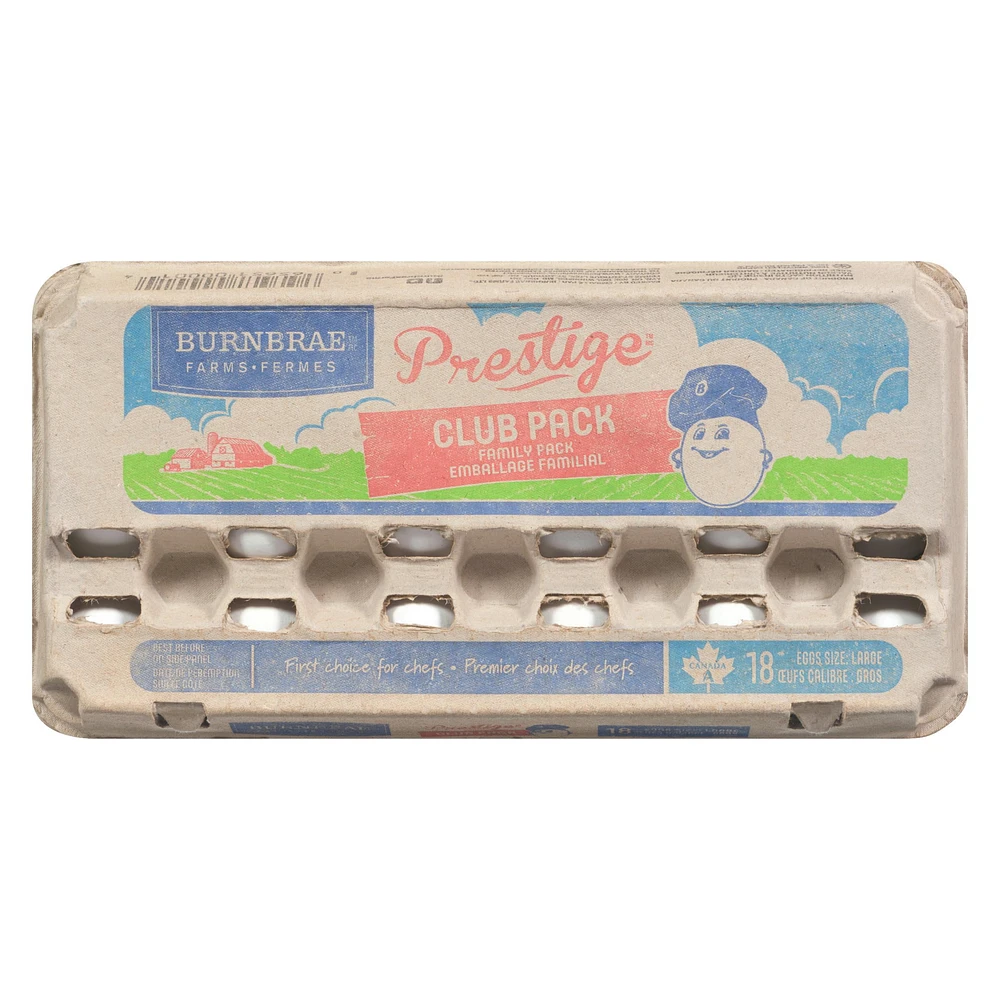 Prestige 18 Pack Large White Eggs, 18 eggs / carton