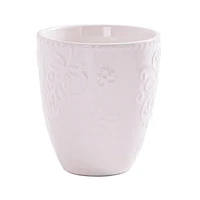 Mainstays White Embossed Ceramic Mug, 16.23 oz, 1 piece, 480ml, ceramic