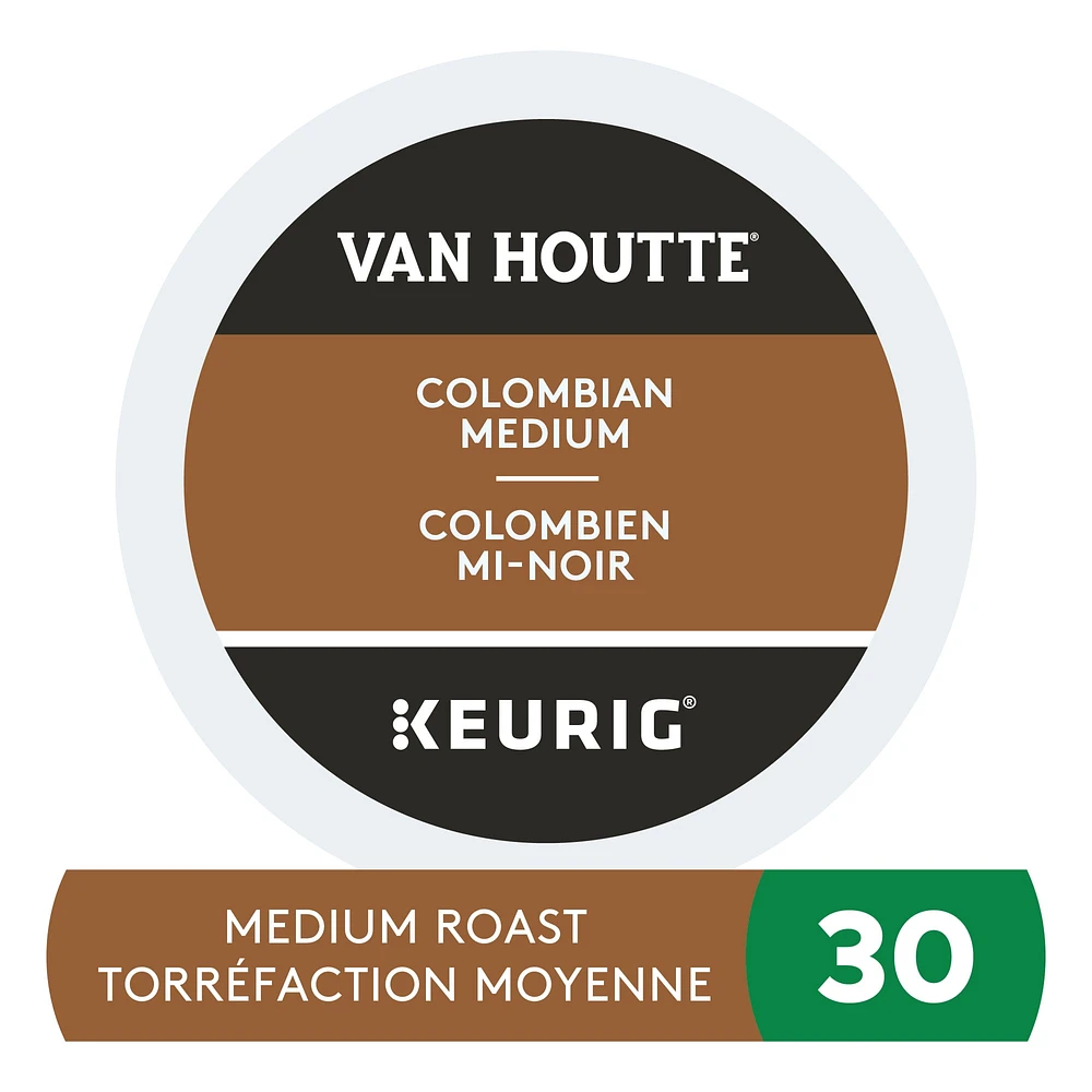 Van Houtte Colombian Medium, Medium Roast, K-Cup Coffee Pods, 30 Count