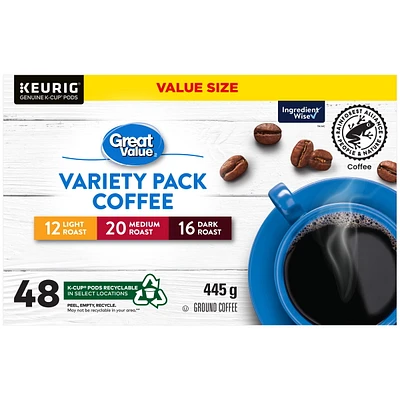 Great Value Variety Pack Coffee, 48 x 445 g