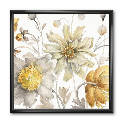 Designart Champs d'or Aquarelle Fleur V Art mural encadré