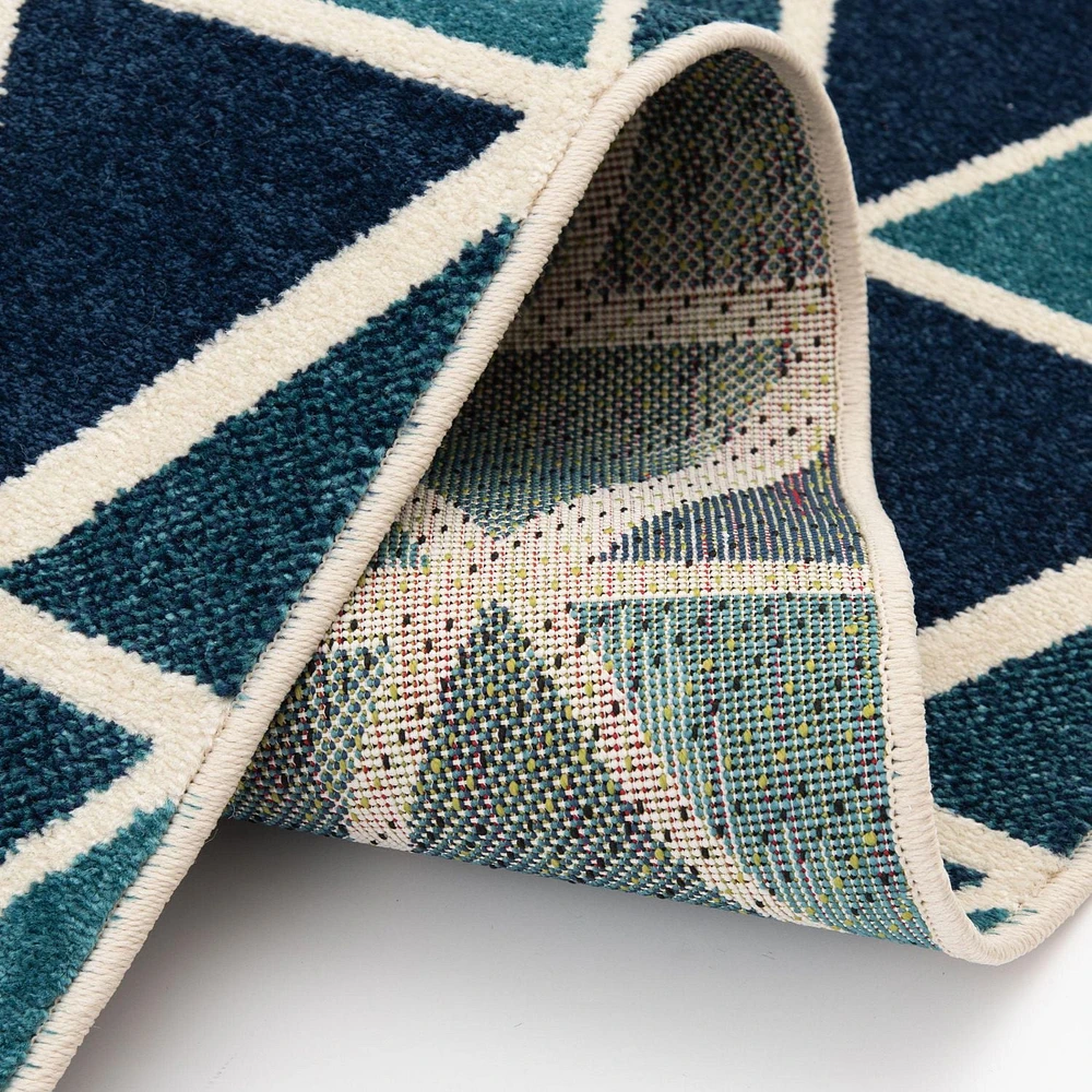 Tapis tissé crème et bleu turquoise Tropiana