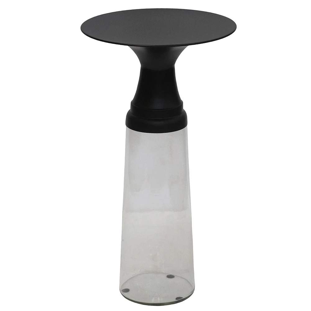 Moderne Verre Moulé et Métal Table d'Appoint - Clair et Noir