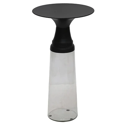 Moderne Verre Moulé et Métal Table d'Appoint - Clair et Noir
