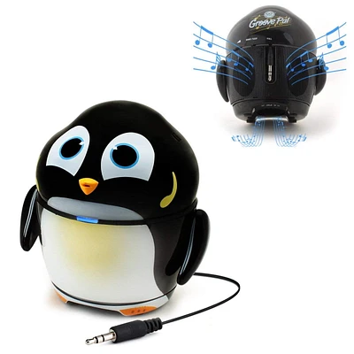 Cute Animal Rechargeable Portable Speaker with Passive Subwoofer (Groove Pal Penguin) Speaker for Kids by GOgroove - Stereo Drivers, Retractable 3.5mm