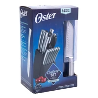 Oster Wellisford 14 Piece Cutlery Set W/Black Block - Textured Handle