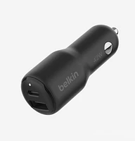 Belkin BoostCharge Dual Car Charger 42W w/Fast Charge USB-C 30W PPS & 12W USB-A Ports for Apple iPhone 15, 15 Pro, 15 Pro Max, iPhone 14 Series, iPhone 13 Series, Samsung Galaxy S23, & More - Black., 42W CAR CHARGER, 30W PD PPS USB-C, 12W USB-A,BLK