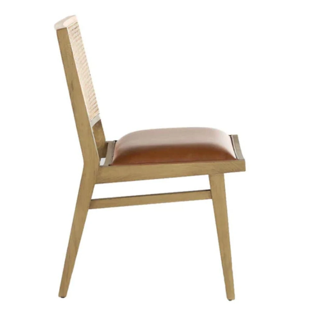 Antonella Cane Chair SET OF 2 with PU upholstery seat and rattan cane back