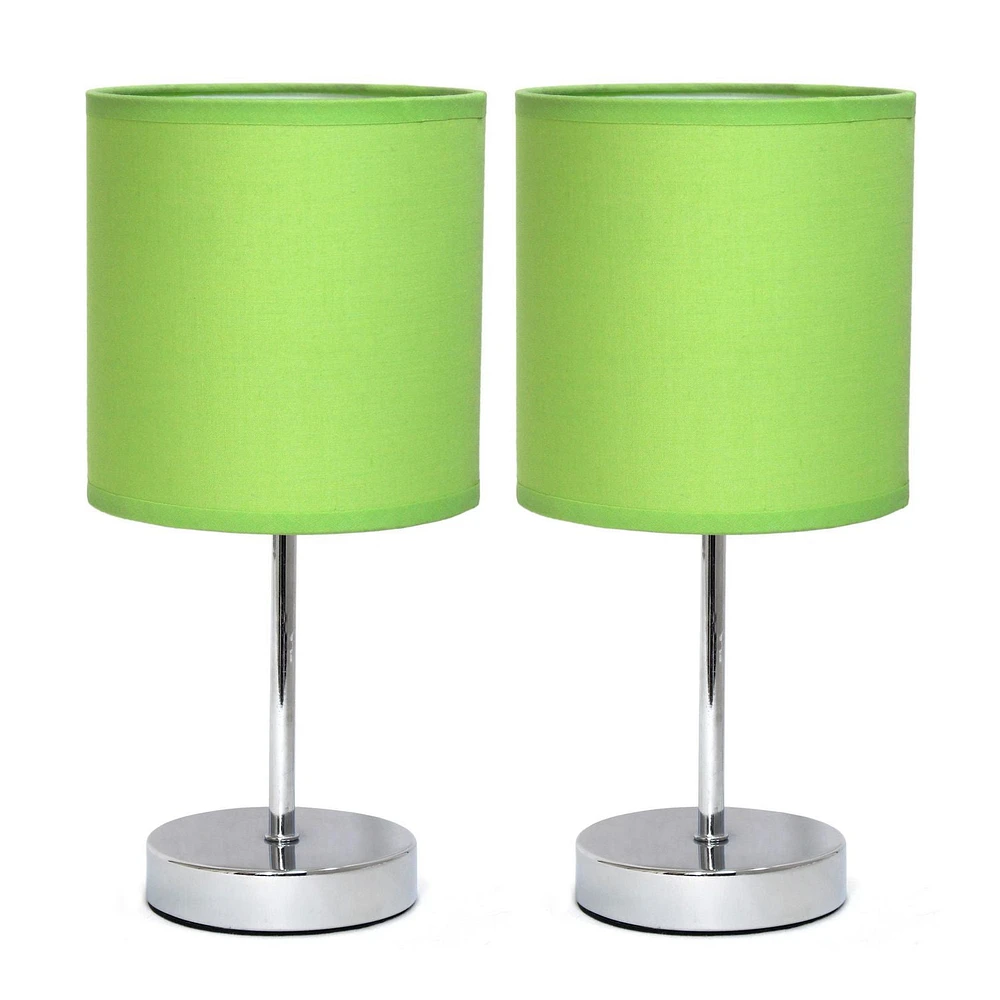 Simples Conceptions Mini lampe de table de base chromée avec abat-jour en tissu 2 Pack Set