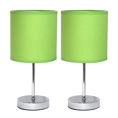 Simples Conceptions Mini lampe de table de base chromée avec abat-jour en tissu 2 Pack Set