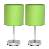 Simples Conceptions Mini lampe de table de base chromée avec abat-jour en tissu 2 Pack Set