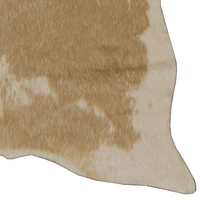Mini tapis d'appoint en fausse peau de vache mélangé crème caramel