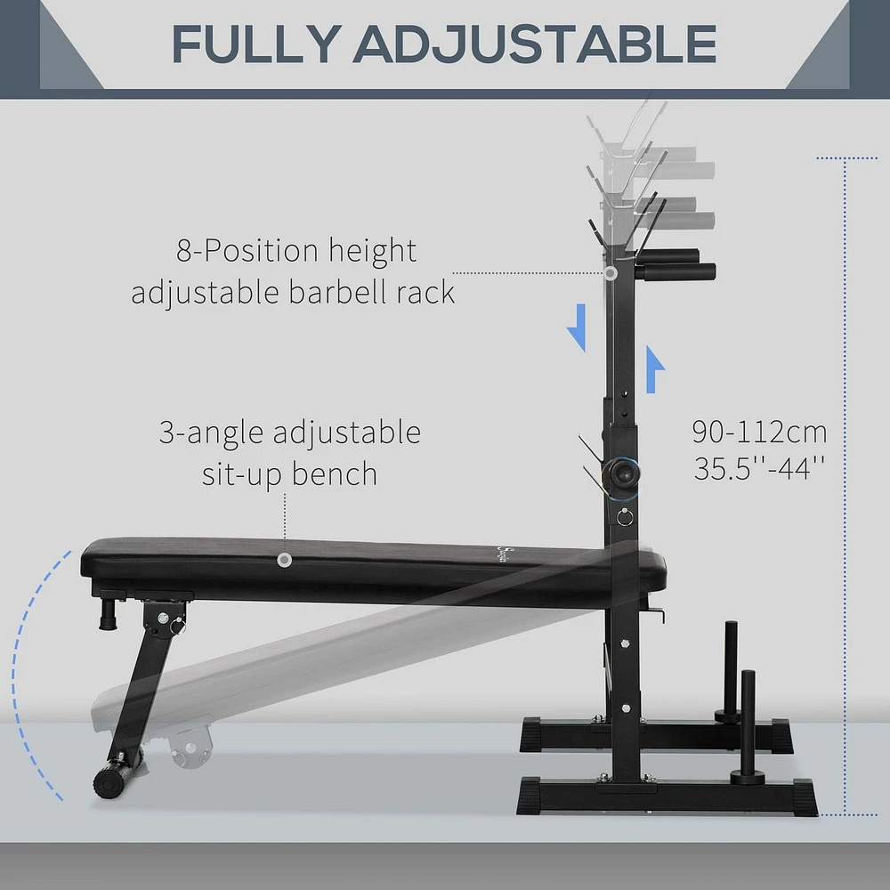 Soozier Adjustable Weight Bench Foldable with Barbell Rack and Dip Station